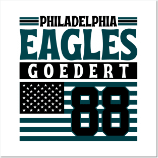 Philadelphia Eagles Goedert 88 American Flag Football Posters and Art